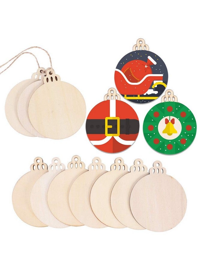 ماكس فن 120 قطعة شرائح خشبية 3.5 خشبية يمكنك صنعها بنفسك زينة عيد الميلاد دوائر خشبية مثقوبة غير مكتملة للحرف المركزية أقراص خشبية مستديرة زينة معلقة - Image 3