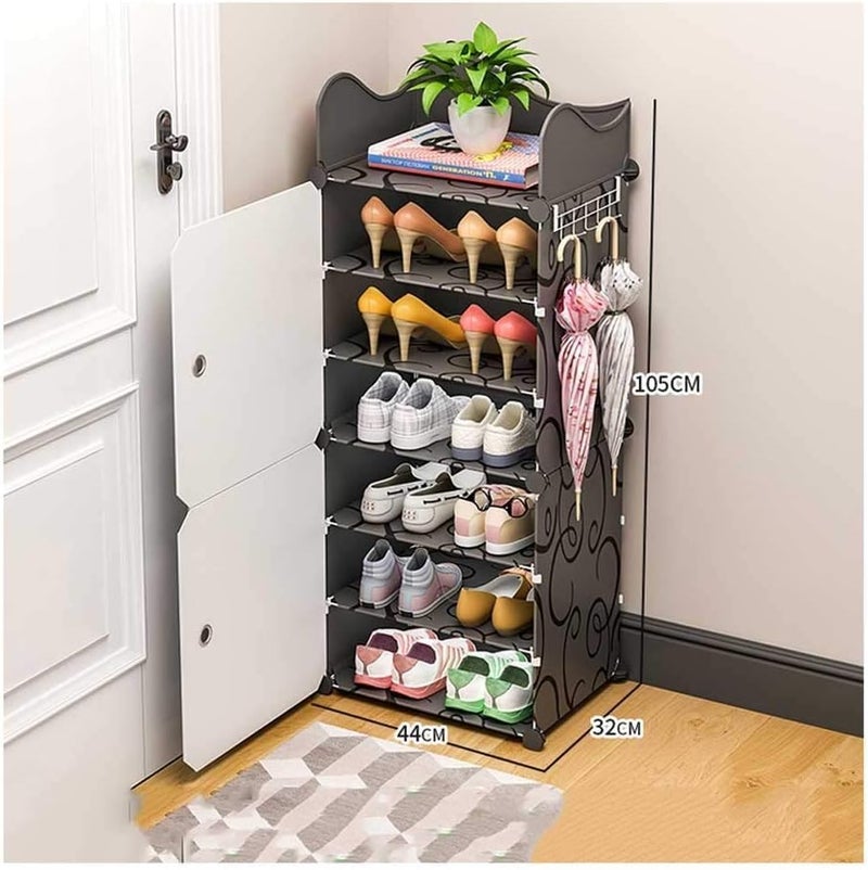 EXVITO Portable Shoe Rack for Home Plastic Shelves Household - 5 Door DIY Multipurpose Shoe Rack Organizer, Shoe Storage-Shelf with Dustproof Door Entryway - (Blackwhite, 3 Door) - Image 2