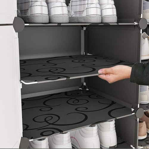 EXVITO Portable Shoe Rack for Home Plastic Shelves Household - 5 Door DIY Multipurpose Shoe Rack Organizer, Shoe Storage-Shelf with Dustproof Door Entryway - (Blackwhite, 3 Door) - Image 4