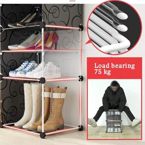 EXVITO Portable Shoe Rack for Home Plastic Shelves Household - 5 Door DIY Multipurpose Shoe Rack Organizer, Shoe Storage-Shelf with Dustproof Door Entryway - (Blackwhite, 3 Door) - Image 3
