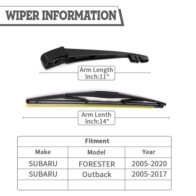 HODEE Rear Wiper Arm Blade Nut Set Replacement for Subaru Forester 2006-2020,Outback Impreza 2005-2017,Tribeca,Impreza,Legacy,Back Windshield Wiper Assembly with Window Wiper Cap Cover Accessories - Image 2