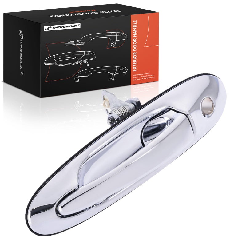 APremium Front Left Driver Side Exterior Door Handle with Keyhole Compatible with Lincoln Town Car 1998 1999 2000 2001 2002 Chrome Replace F8VZ5422405AA XW1Z5422405AA