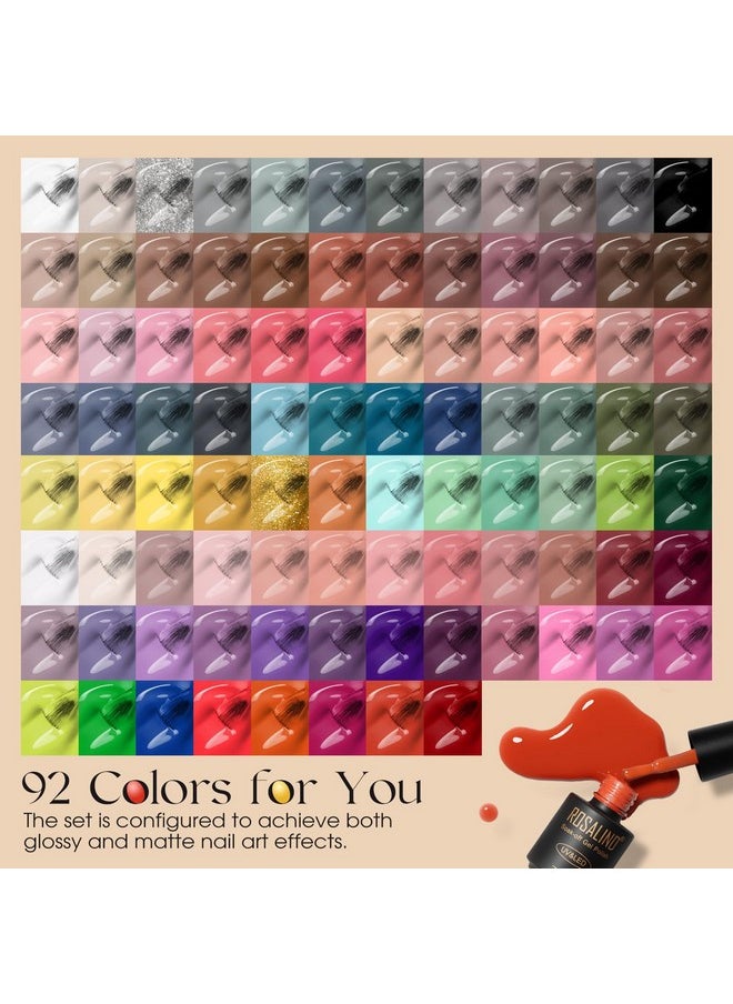 Rosalind 100Pcs Gel Nail Polish Set 92 Pcs Colors Gel Polish Set With 8 Bottles Of Base And Glossy Matte Top Coat Starter Gel Nail Set Suitable For All Seasons Gift For Women  - Image 2