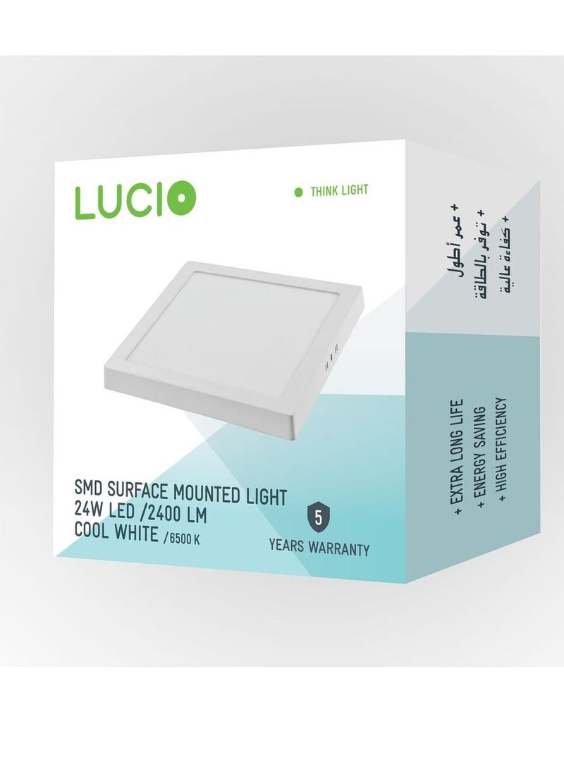 Lucio ضوء بانل LED سطح مربع 24 واط 6500 كيلفن