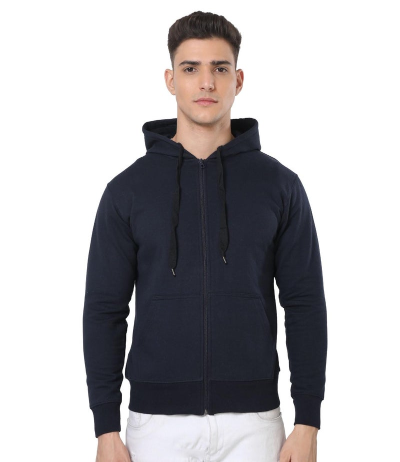 Scott International Hoodies for Men Stylish Winter Jackets for Men Sports Jackets Gym Jacket for Mens Cotton Sweatshirt with Zip Bike Jacket for Mens Navy Blue - Image 1