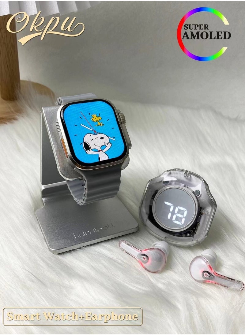 LESHP - The New 2.3 Large-Screen Bluetooth Calling, Heart-Rate Monitoring Smartwatch Comes With A Wireless Bluetooth Headset With A Milan Steel Band And A Silicone Band - Image 1