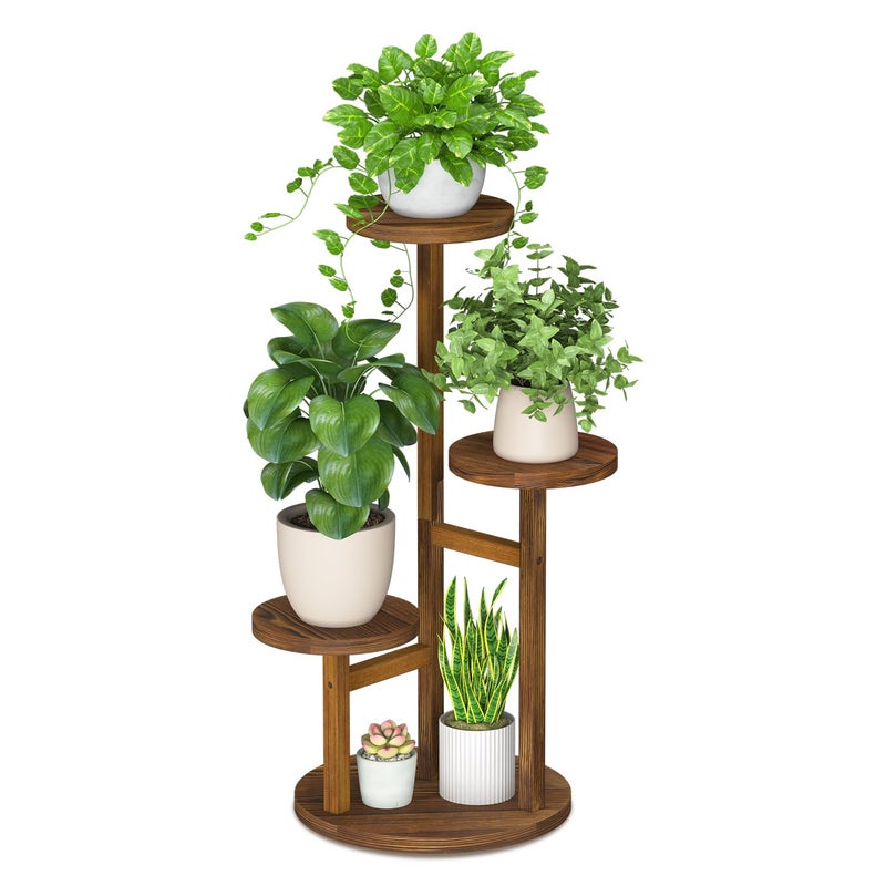 iDavosic.ly 3 Tier Plant Stand Indoor, Tiered Corner Wood Multiple Flower Holder Shelf, Tall Orchid Display Rack for Patio Porch Living Room Balcony Outdoor, Brown - Image 1