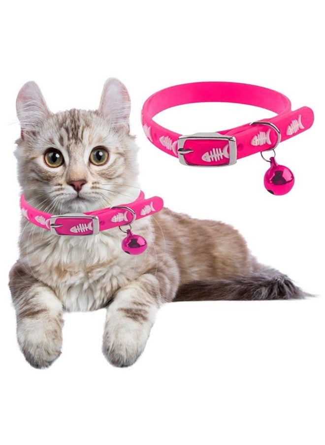 Sage Square 'S Multicolored Adjustable Rubber Silicone Cat Collar With Bell | Where Training Meets Style In A Vibrant Feline Design | Durable Rubber Silicone Promises Lasting Wear (Pink)  - Image 1
