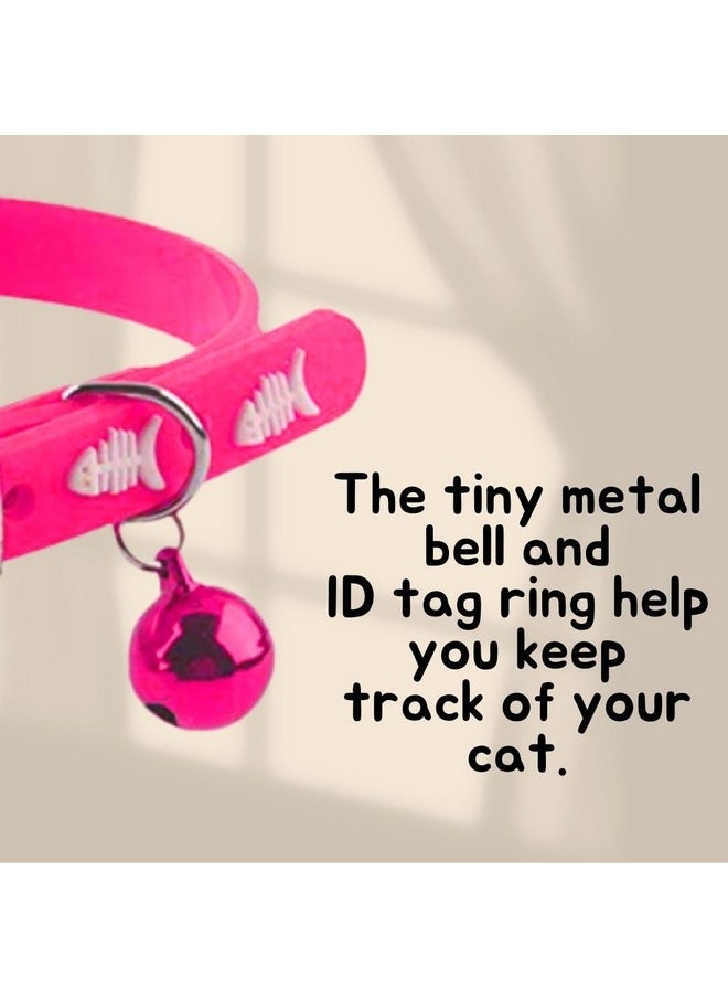Sage Square 'S Multicolored Adjustable Rubber Silicone Cat Collar With Bell | Where Training Meets Style In A Vibrant Feline Design | Durable Rubber Silicone Promises Lasting Wear (Pink)  - Image 5