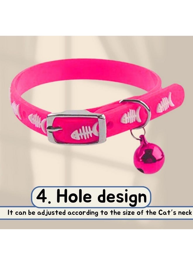 Sage Square 'S Multicolored Adjustable Rubber Silicone Cat Collar With Bell | Where Training Meets Style In A Vibrant Feline Design | Durable Rubber Silicone Promises Lasting Wear (Pink)  - Image 4