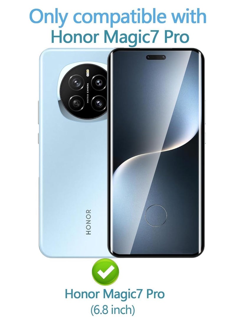 Muzz [2-Pack] Tempered Glass for Honor Magic 7 Pro Screen Protector Full Glue Edge-to-edge 9D Curved Screen Glass Anti Scratch 9H hardness Tempered Glass Film for for Honor Magic 7 Pro  - Image 3