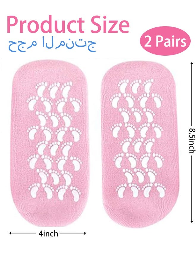 2 Pairs Moisturizing Gel Socks for Repairing and Softening Dry Cracked Feet Soft Spa Socks With Essential Oils and Vitamins Blue Pink - Image 5