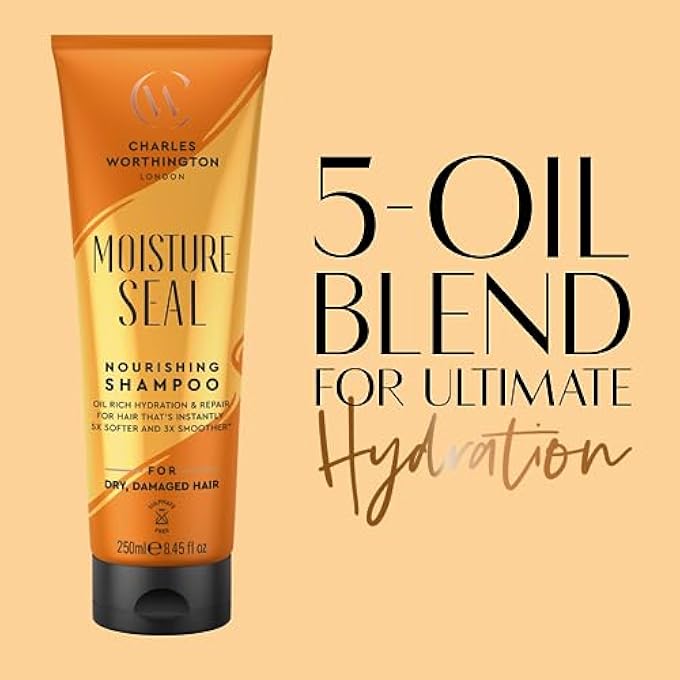 CHARLES WORTHINGTON MOISTURE SEAL NOURISHING SHAMPOO, MOISTURISING SHAMPOO FOR DRY HAIR, SALON DEEP MOISTURISING SHAMPOO FOR WOMEN, DRY HAIR REPAIR WITH COCONUT, ARGAN AND MACADAMIA OILS, 250 ML - Image 2