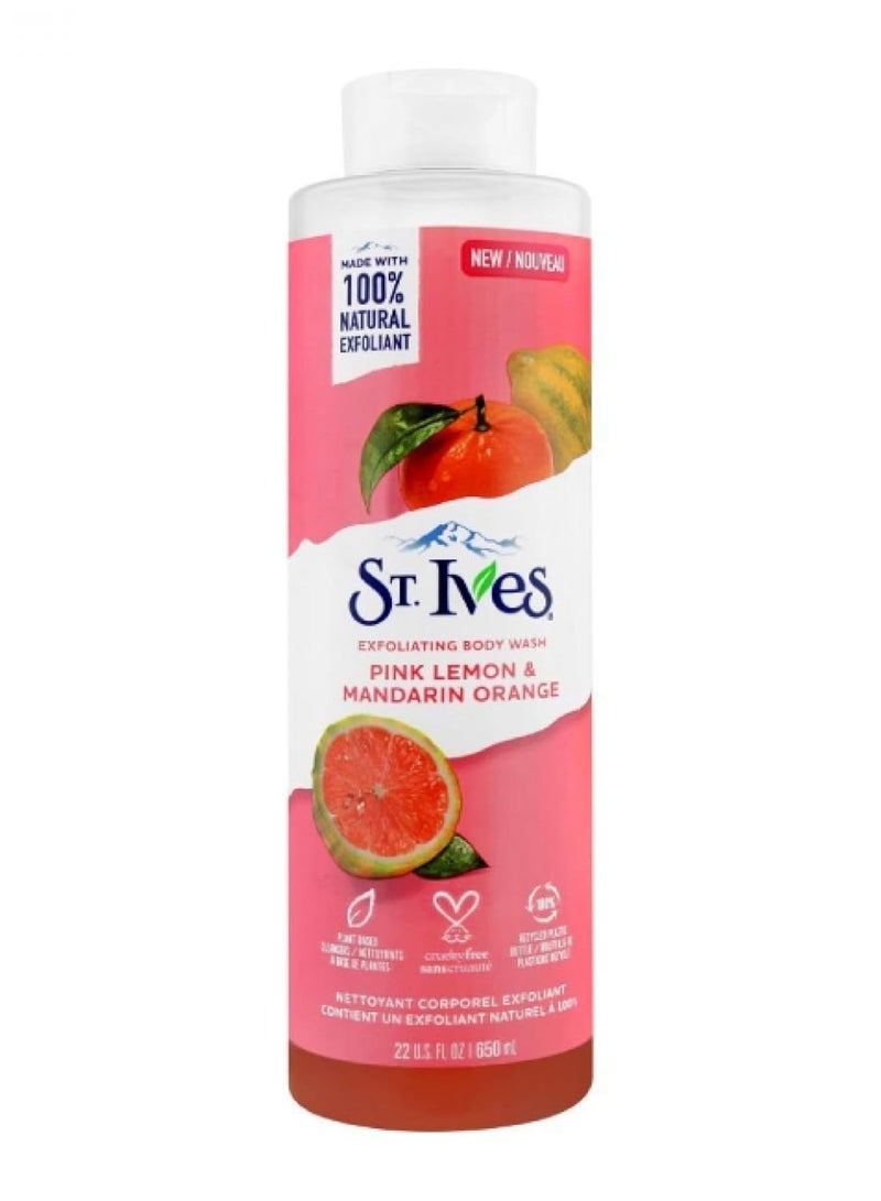 ST. Ives Exfoliating Body Wash Pink Lemon and Mandarin Orange Extracts Shower Gel for Women 100 Percent Natural Extracts Cruelty Free Paraben Free 650ml Transparent - Image 1