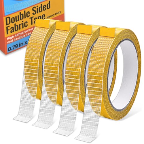 YINTTIAN Double Sided Fabric Tape Heavy Duty for Hem Fashion Dress Cloth Curtains No Sewing or Ironing Need High Adhesive Sticky but Removable 079in x 33FT10m x 4Rolls - Image 1
