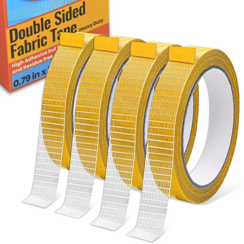 YINTTIAN Double Sided Fabric Tape Heavy Duty for Hem Fashion Dress Cloth Curtains No Sewing or Ironing Need High Adhesive Sticky but Removable 079in x 33FT10m x 4Rolls - Image 3
