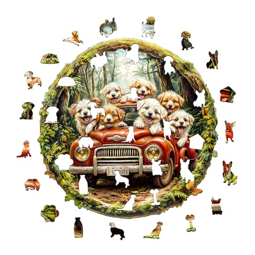 AEEKDOOK Wooden Puzzles for Adults Dog Truck Wood Puzzles Adult Unique Animal Shape Wooden Jigsaw Puzzles for Adults Birthday Gifts for Puzzle Lovers Family 134 134in300 Pieces - Image 5