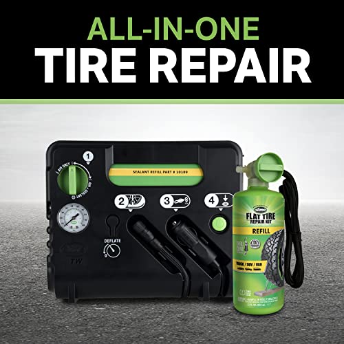 Slime مجموعة طوارئ إصلاح الإطارات المسطحة سلايم 50139، تشمل مادة مانعة للتسرب ومضخة نفخ الإطارات، تناظرية، مناسبة للسيارات وغيرها من المركبات على الطرق السريعة، إصلاح في 10 دقائق - Image 2