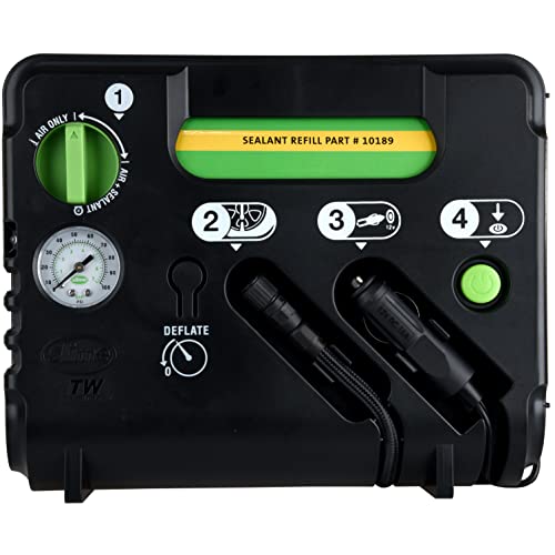 Slime مجموعة طوارئ إصلاح الإطارات المسطحة سلايم 50139، تشمل مادة مانعة للتسرب ومضخة نفخ الإطارات، تناظرية، مناسبة للسيارات وغيرها من المركبات على الطرق السريعة، إصلاح في 10 دقائق - Image 1