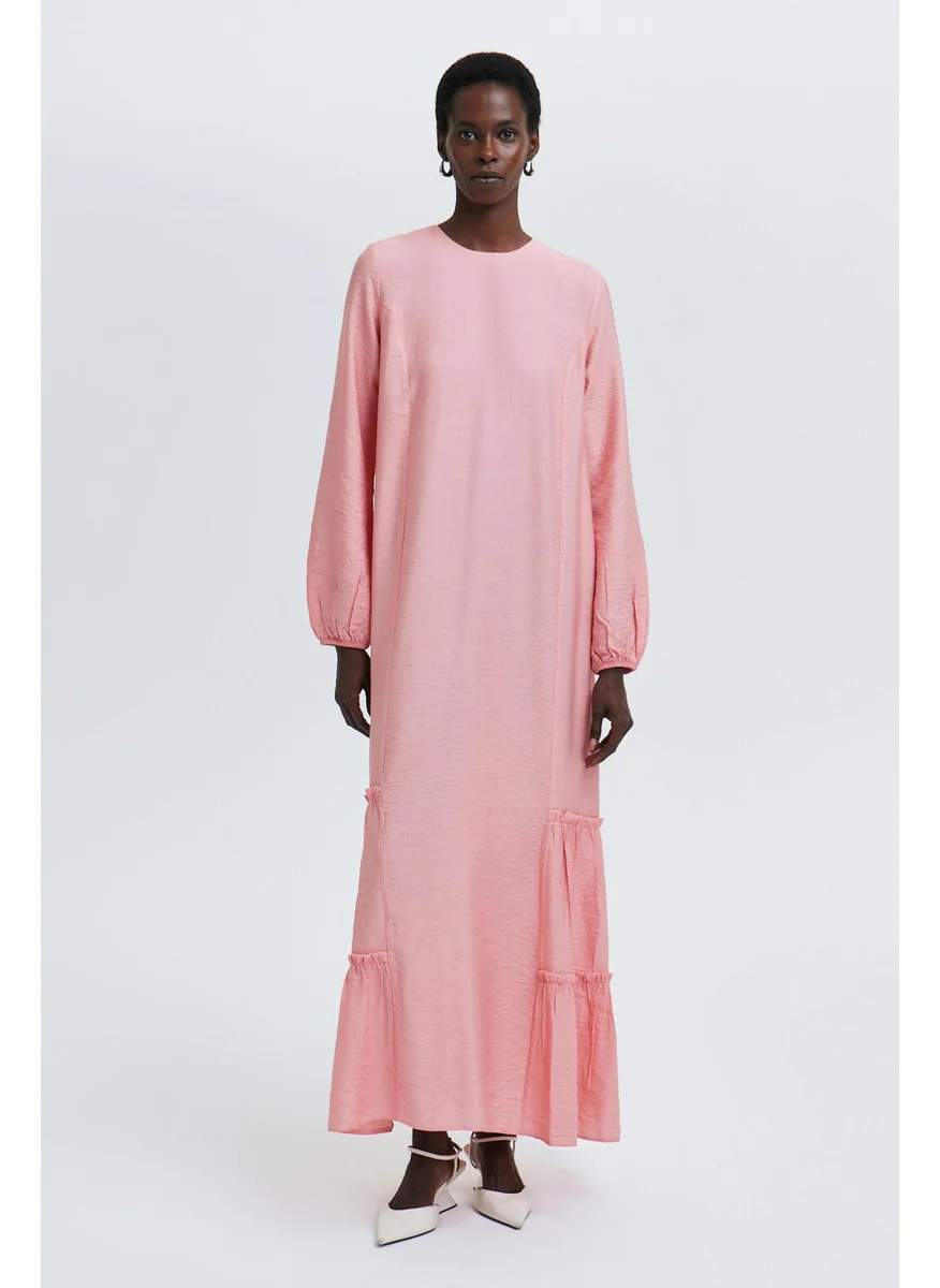 Touche Linen Textured Dress with Gathered Hem