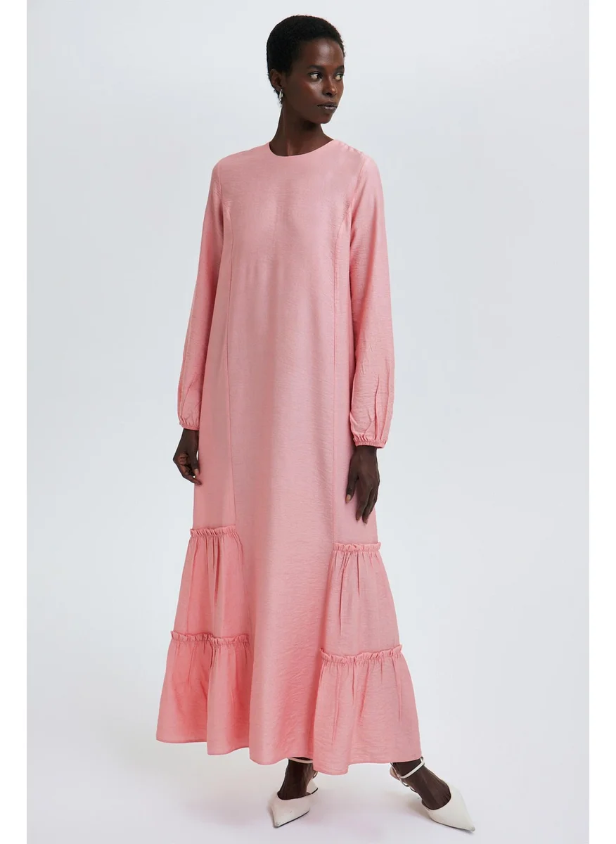 Touche Linen Textured Dress with Gathered Hem