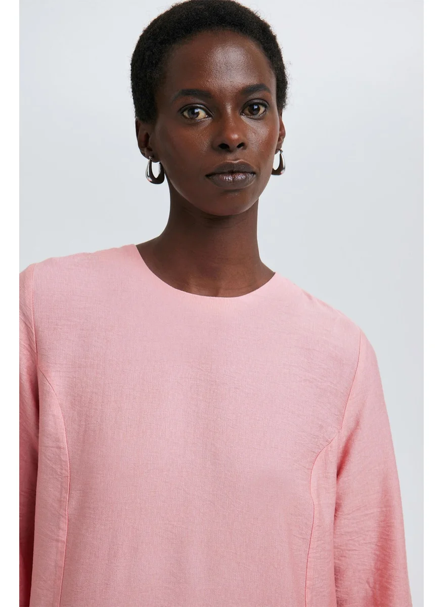تاتشي Linen Textured Dress with Gathered Hem