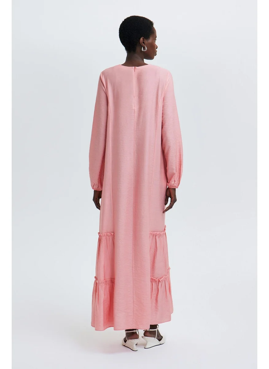 تاتشي Linen Textured Dress with Gathered Hem