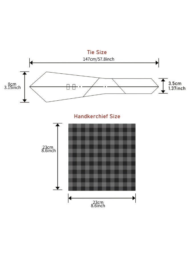 AuliceVerse Gift Set | 3 Grid Pattern Ties & 3 Pocket Squares in Black | Premium Suit Accessories Box - Image 4