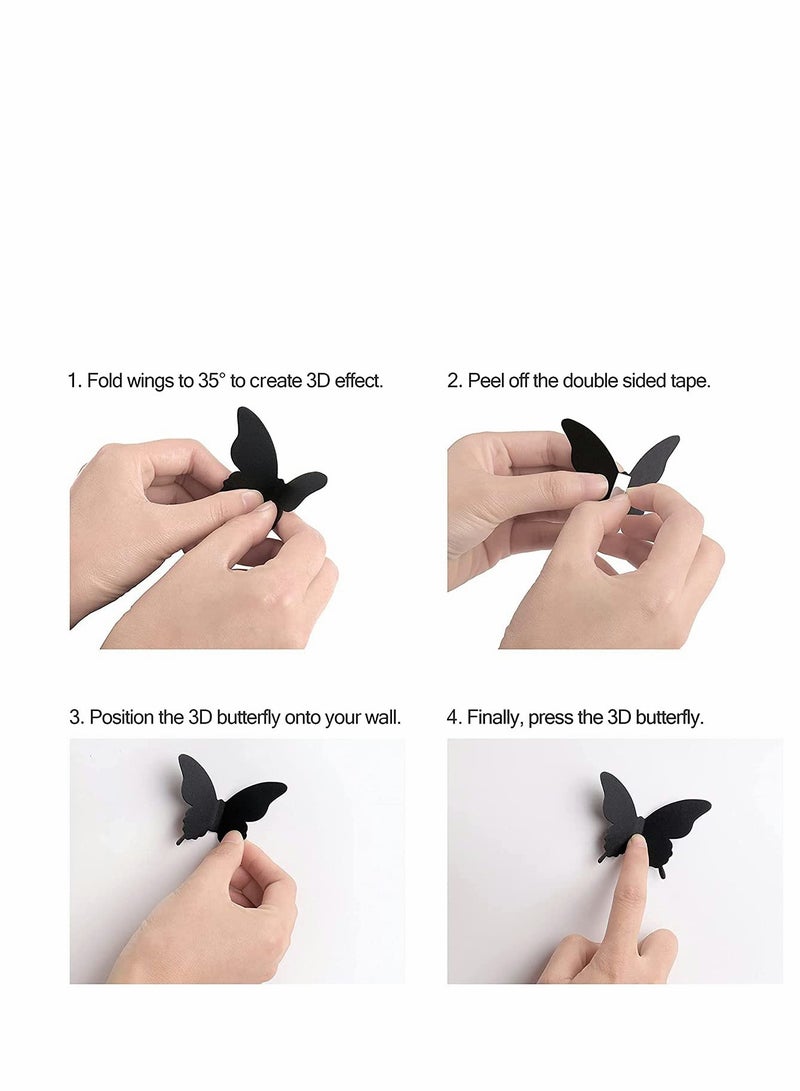 KASTWAVE Butterfly Wall Decoration Sticker, Bedroom Polished Wall Stickers by , 3 Sizes Durable DIY Decorations Wall Art for Living Room Home Party, 36 Pcs Black - Image 5