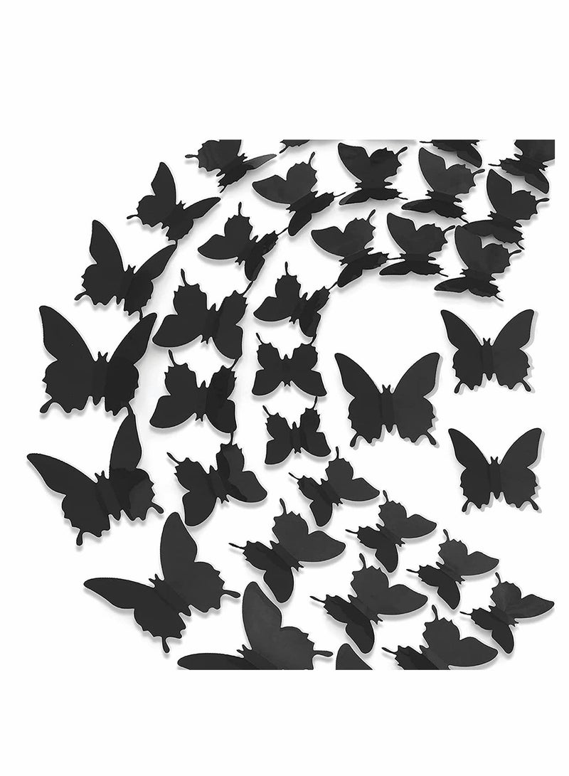 KASTWAVE Butterfly Wall Decoration Sticker, Bedroom Polished Wall Stickers by , 3 Sizes Durable DIY Decorations Wall Art for Living Room Home Party, 36 Pcs Black - Image 1