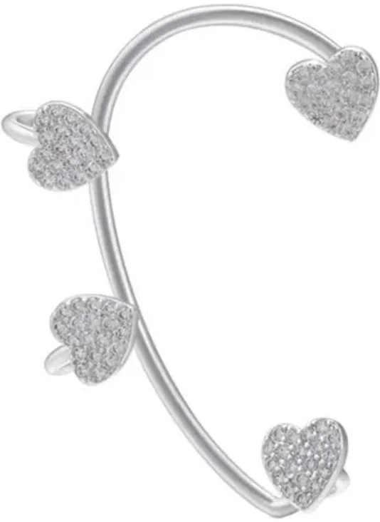 Bahels Silver Color Single Zircon Stone Heart Earcuff Cartilage Earring