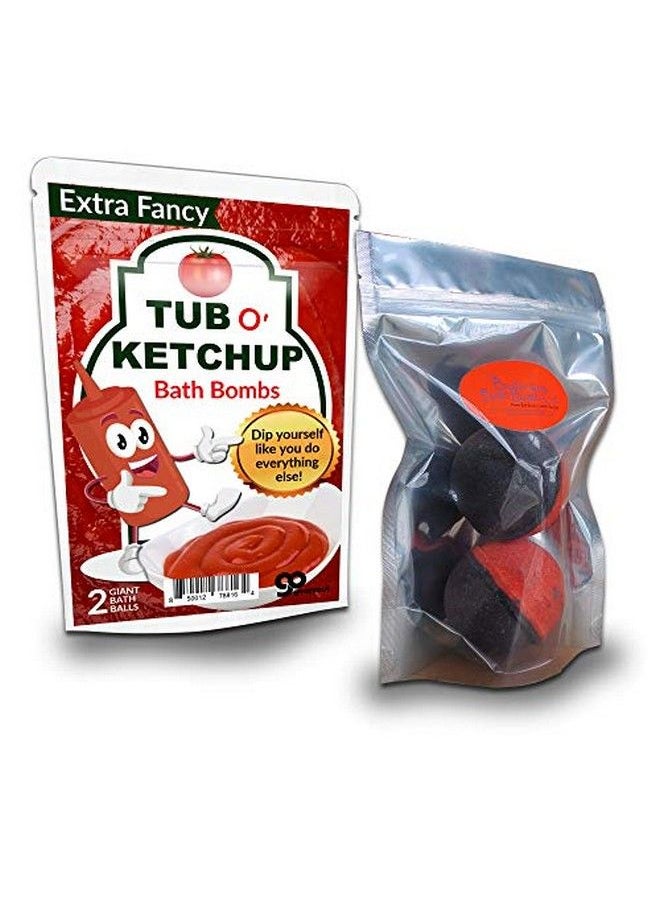 Gears Out - Tub O Ketchup Bath Bombs Funny Ketchup Colored Bath Balls For Men Xl Black Cherry Bath Fizzers Handcrafted Made In America 2 Count - Image 1
