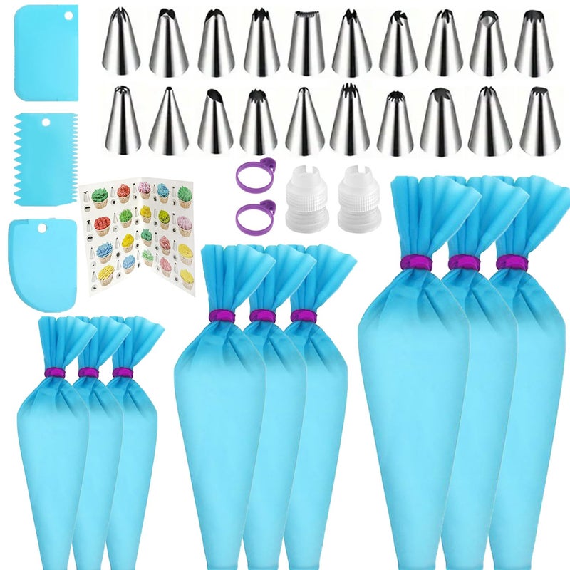 Reusable Piping Bags and Tips Set Silicone Pastry Bags 3X 121416 with Icing Frosting Tips for Cake Decorating Cupcakes Cookies Deviled Eggs and Baking Accessories Baking Tools Kit
