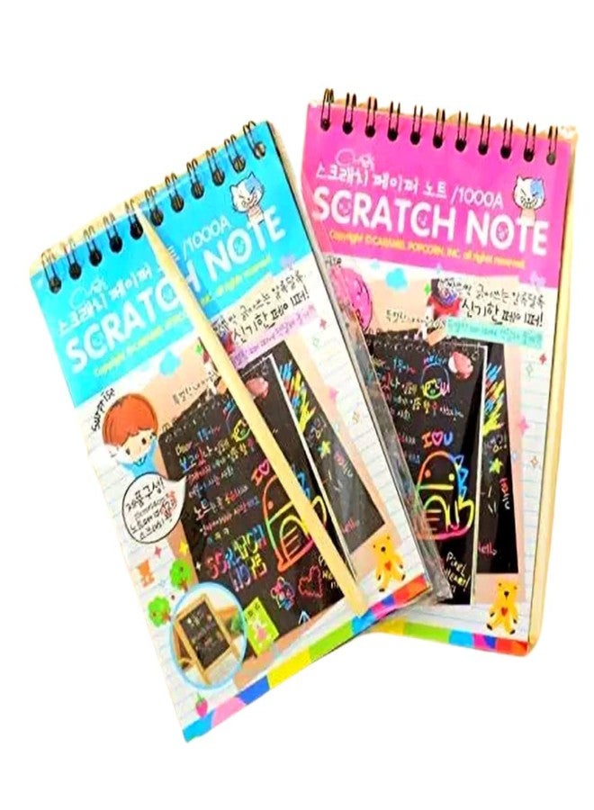 morel SCRATCH NOTE DIARY (2 BOOKS - 10 PAGES EACH BOOK) 14.5 CM X 10 CM SCRATCH MAGIC DOODLE NOTE PAD FOR KIDS ARTS AND CRAFTS PERFECT TRAVEL ACTIVITY PACK 2 - Image 2