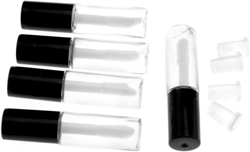 Micro Trader 5 X 12ml Black Cap Empty Lip Gloss Tubes Transparent Bottles Travelling