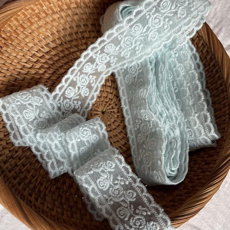 Sourcemall Lace Trim Ribbon, Delicate Floral Ribbon for Wedding/Bridal Decoration, DIY Craft Sewing, Home Decoration, 5 Yards (Blue Flower) - Image 3