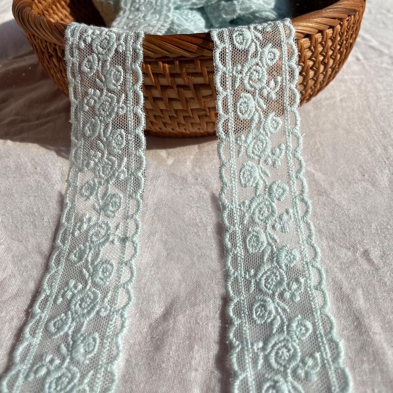 Sourcemall Lace Trim Ribbon, Delicate Floral Ribbon for Wedding/Bridal Decoration, DIY Craft Sewing, Home Decoration, 5 Yards (Blue Flower) - Image 5