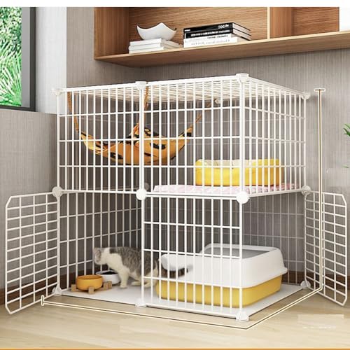 FDSDEFEN Cat Cage Indoor DIY Cat Playpen Detachable Metal Wire Kennels Indoor Cat Enclosures DIY Playpen Metal Kennel 2 Tier - Image 1