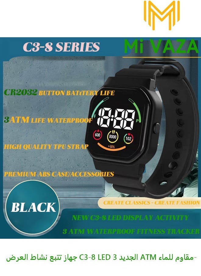 Mi VAZA New C3-8 Led Display Activity Fitness Tracker-Digital Electronic-3 Atm Water Resistant Watch-Outdoor Waterproof Watch For Kids 