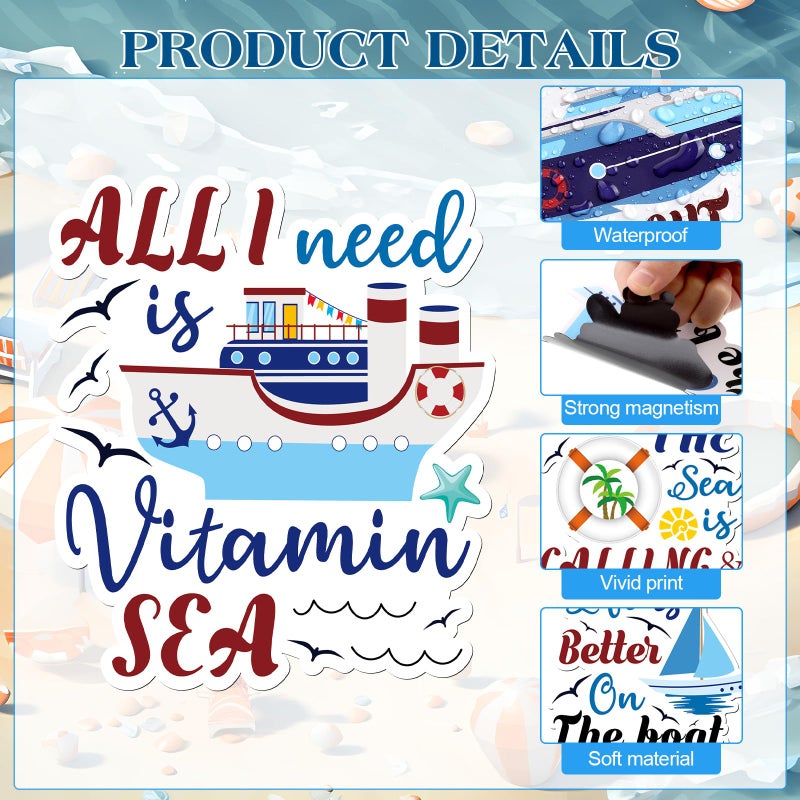 Copkim 27 Pcs Cruise Door Magnetic Decorations Cruise Ship Refrigerator Magnets Decor Funny Sea Navigation Fridge Stickers Carnival Decorations Accessories for Cabin Party Supplies - Image 3