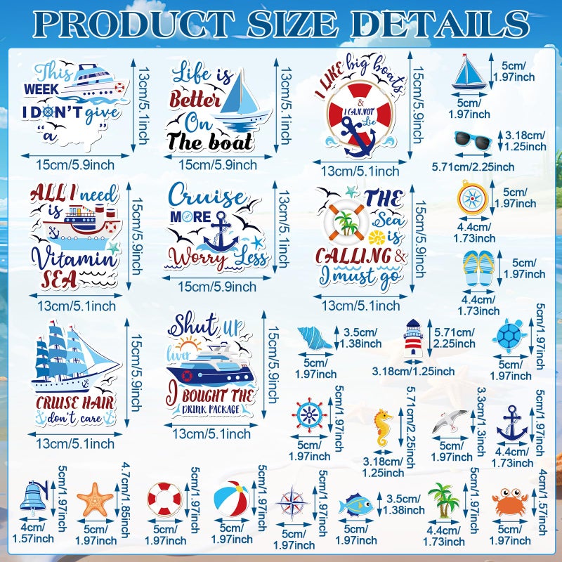 Copkim 27 Pcs Cruise Door Magnetic Decorations Cruise Ship Refrigerator Magnets Decor Funny Sea Navigation Fridge Stickers Carnival Decorations Accessories for Cabin Party Supplies - Image 2