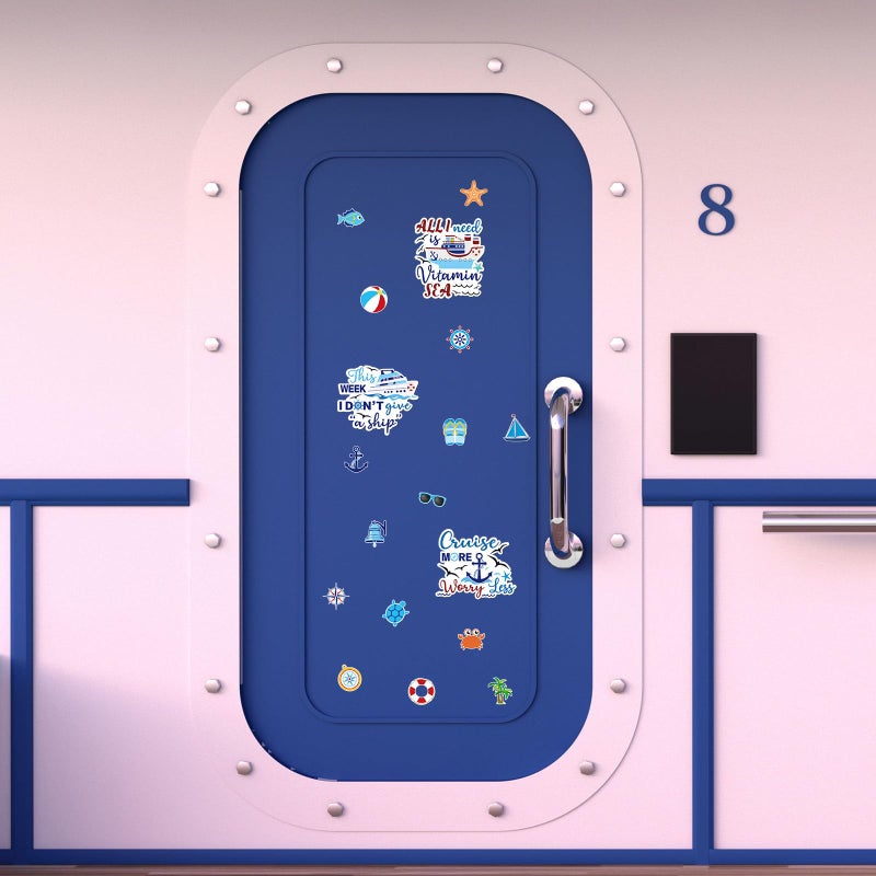 Copkim 27 Pcs Cruise Door Magnetic Decorations Cruise Ship Refrigerator Magnets Decor Funny Sea Navigation Fridge Stickers Carnival Decorations Accessories for Cabin Party Supplies - Image 5