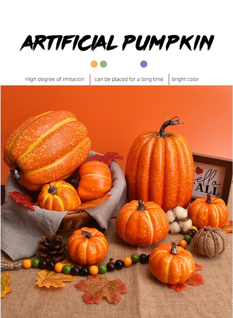 TAPIT 8PCS Thanksgiving Artificial Pumpkin Decoration, Realistic Foam Yellow Pumpkins, Suitable for Fall Harvest, Thanksgiving, Halloween Party Indoor and Outdoor Decoration - Image 3