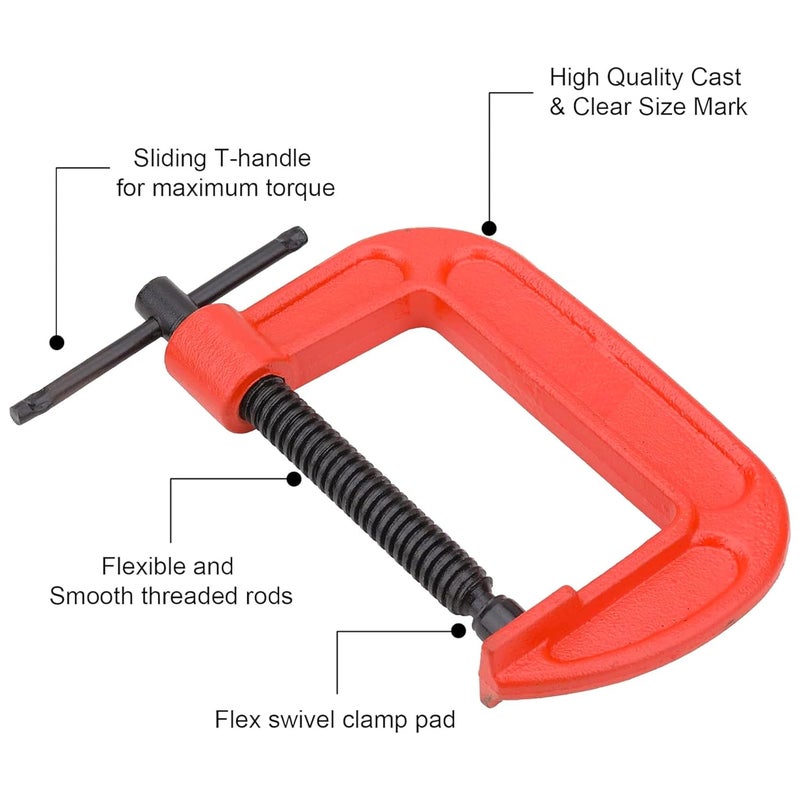 Homdum Heavy Duty G Clamp C Type Clamping Tool Set of 4 Pieces 3 inch - Image 3