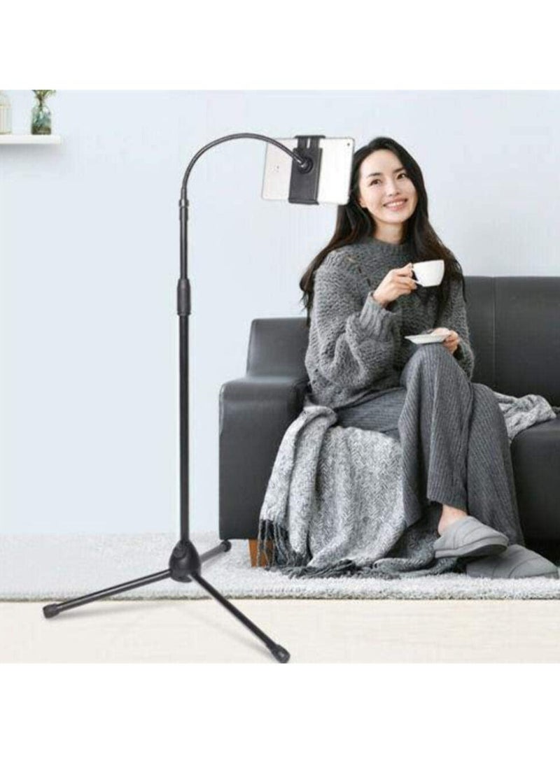 ELTRAZONE adjustable phone tripod floor stand/stand with bendable gooseneck for phone and iPad/tablet 4.7 inches to 10.6 inches - Image 1