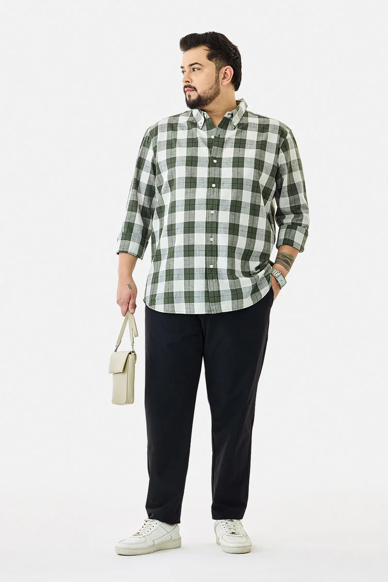SNITCH Linen Blend Checks Plus Size Shirt