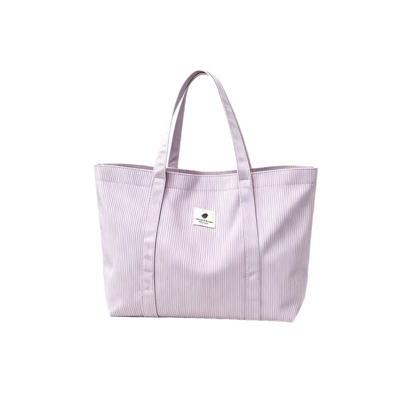 Lavender Corduroy Large Tote Bag for Women, Simple Vertical Stripe, Versatile Shoulder Handbag, Lightweight Durable Commute - Image 4