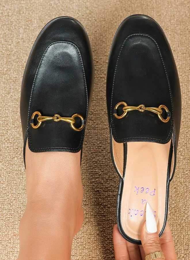 سنيك ايه بيك Buckle Detail Slip-On Flats Loafers by Styli