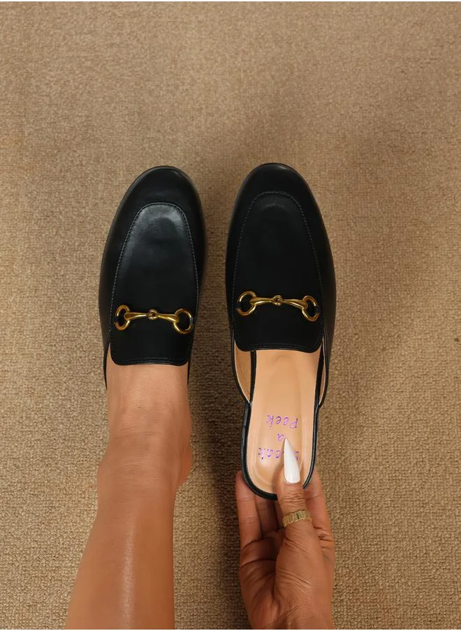 Sneak-a-Peek Buckle Detail Slip-On Flats Loafers by Styli