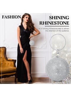 Saintrygo Disco Round Purse Silver Circle Ball Crystal Clutch Rhinestone Evening Tassel Women Handbags With Long Chain(Silver,Round Shape)  - Image 4